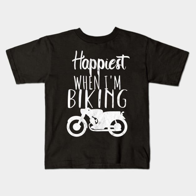 Motorcycle happyiest biker Kids T-Shirt by maxcode